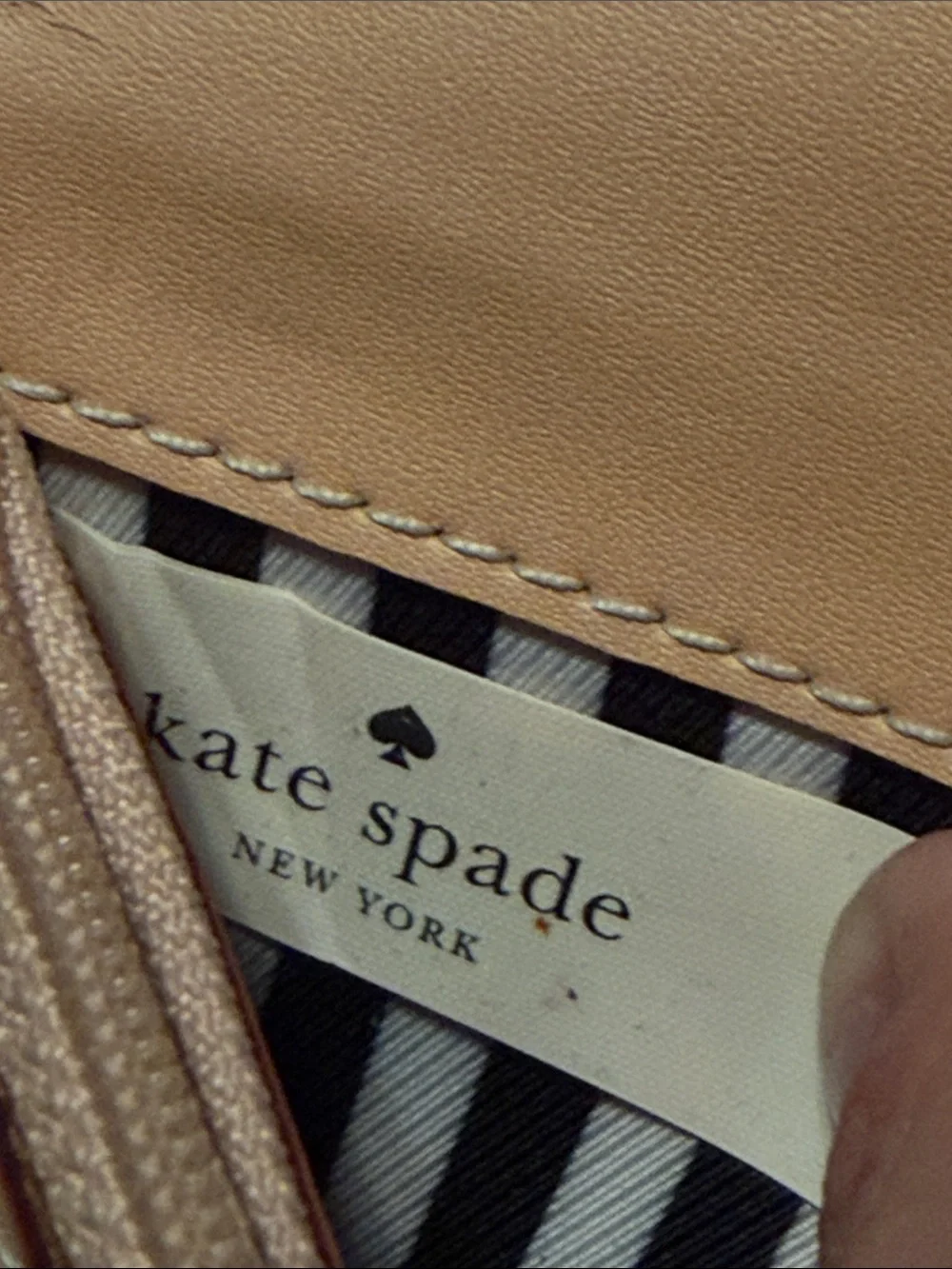 kate spade Black Pebbled Leather Trifold Wallet WELL LOVED